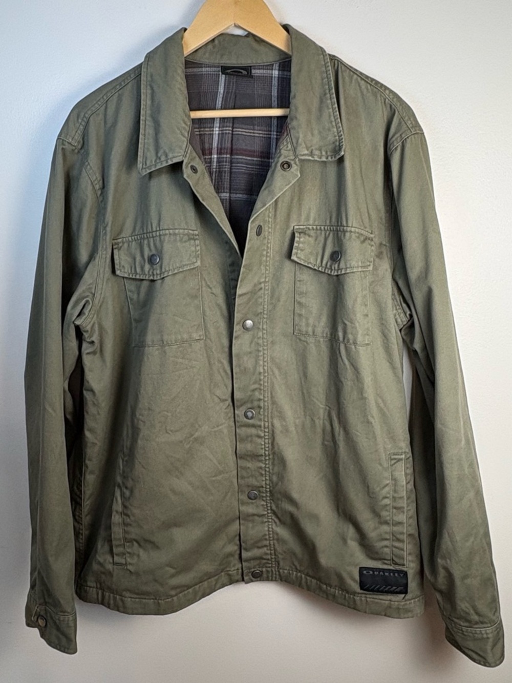 Oakley Men’s Vintage Green Utility Jacket Size XL Cotton Lined Workwear Trucker